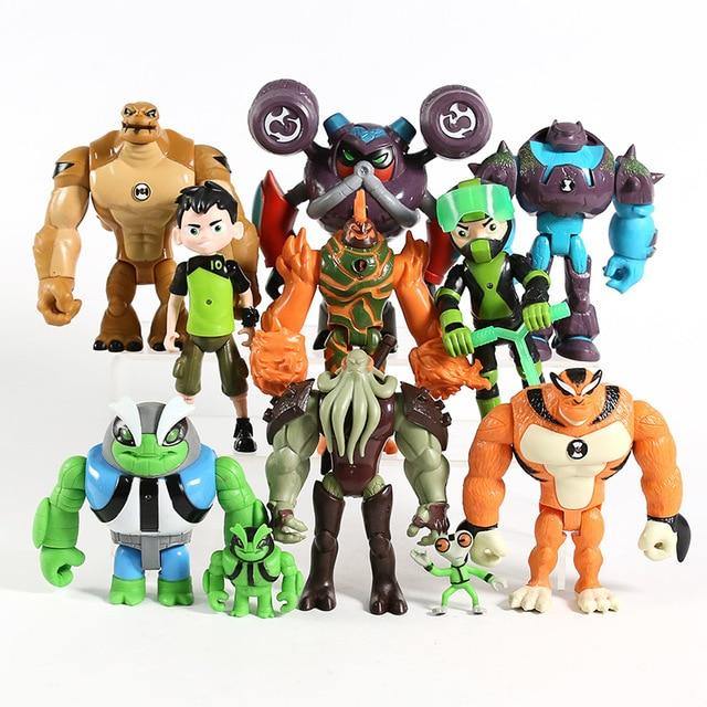 11pcs/set Ben 10 Ben Tennyson Grey Matter Heatblast Humongousaur Rath Vilgax PVC Action Figures Kids Toys Gifts