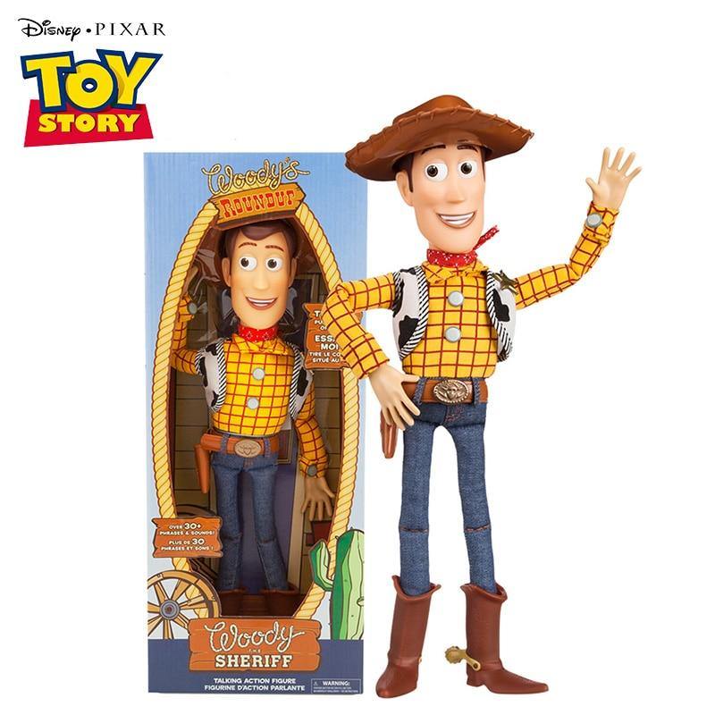 16'' Disney Pixar Toy Story 4 Talking Woody Jessie Buzz Lightyear Bo Peep Doll Action Figures Collectible Model Toy for Children