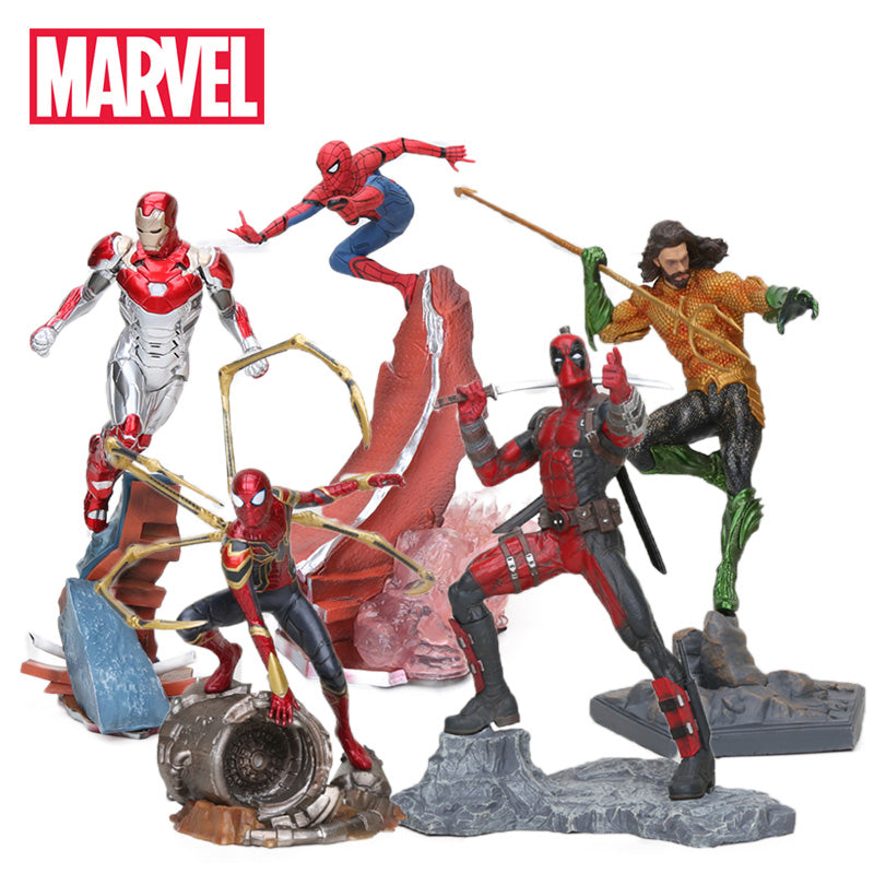 22-27cm Marvel Toys Avengers Action Figure Spiderman Ironman Thanos Mark MK47 Deadpool Danvers Statue KO's Iron Studio Figures