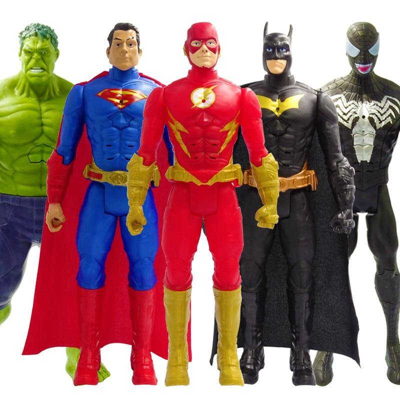 30cm Marvel Avengers Venom Batman Superman The Flash Thanos Hulk Wolverine Black Panther Spiderman Action Figure Doll Toys Kids