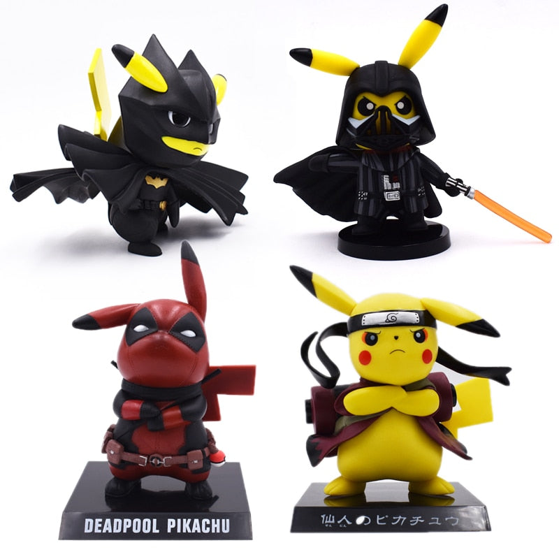 4 Styles Anime Cute Pikachu Cosplay Deadpool Batman Darth Vader Naruto PVC Action Figure Dolls Collection Model Christmas Toy