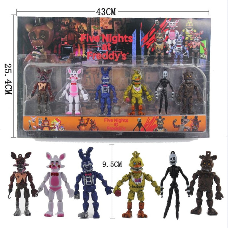 6 pcs/set Five Nights At Freddy's Action Figure Toy FNAF Bonnie Foxy Freddy Fazbear Bear Freddy Toys For Children Gift