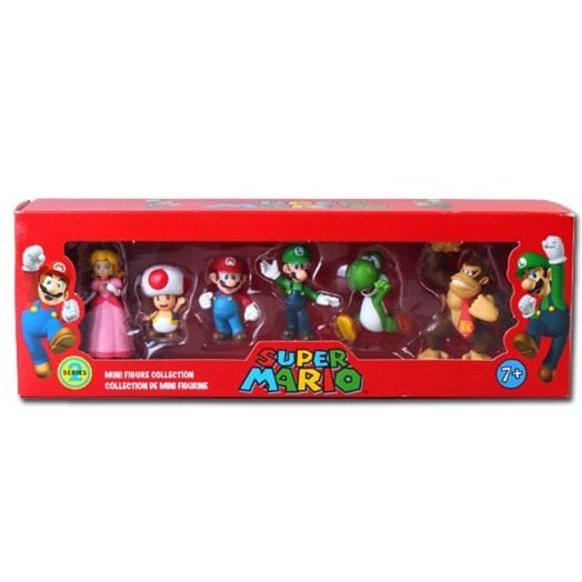 6Pcs/Set 3-7cm Super Mario Bros PVC Action Figure Toys Dolls Mario Luigi Yoshi Mushroom Donkey Kong In Gift Box Lovely Kids Gift