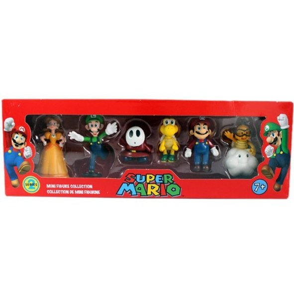 6Pcs/Set 3-7cm Super Mario Bros PVC Action Figure Toys Dolls Mario Luigi Yoshi Mushroom Donkey Kong In Gift Box Lovely Kids Gift