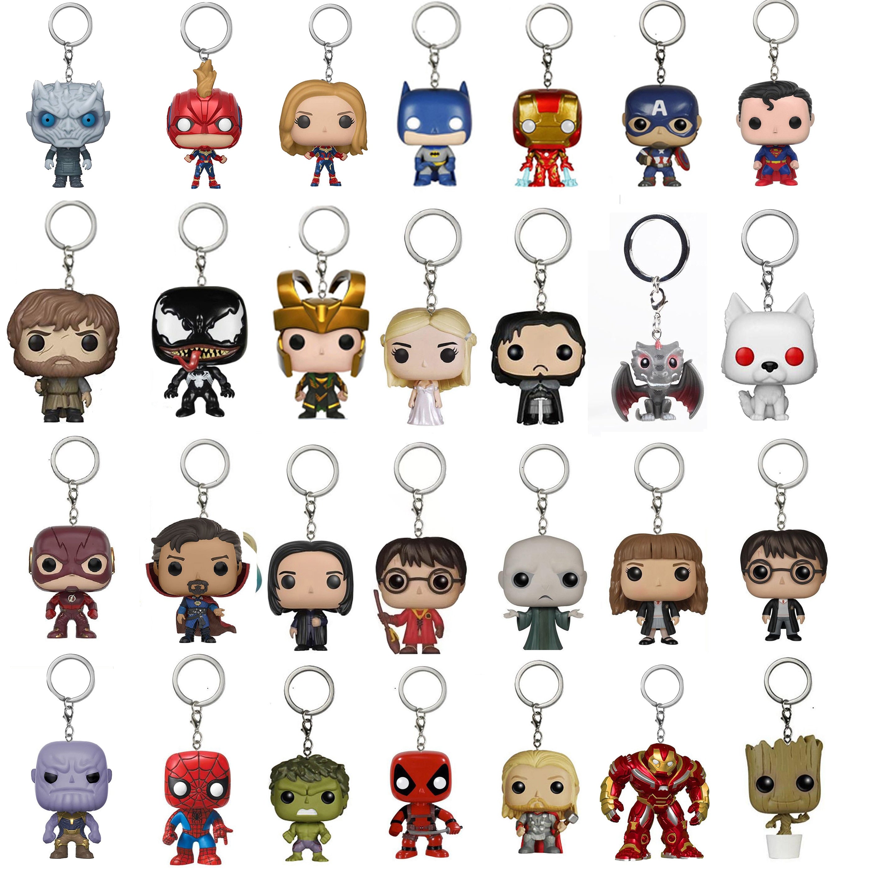 DC Marvel the avengers 2 Super heroes Keychain toy Spider-man Batman Superman Deadpool Iron Man Hulk Captain America Vinyl Toys