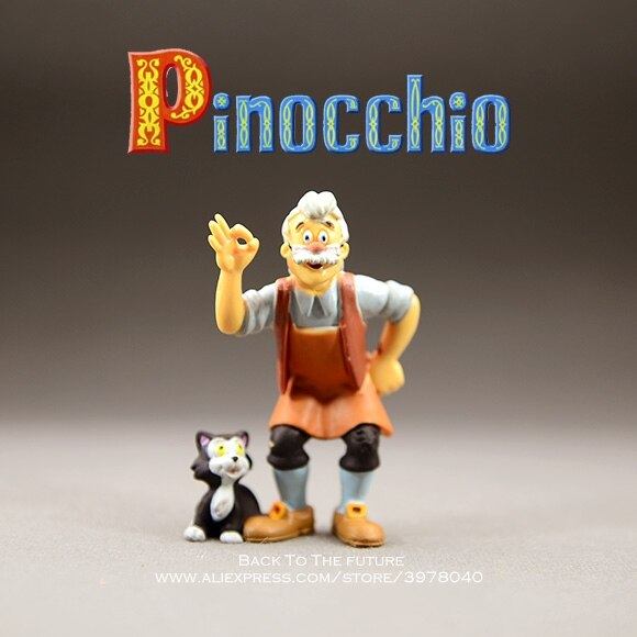 Disney Pinocchio grandpa and cat 7.5cm mini PVC Action Figure Posture Mini Anime Collection Figurine Toy model for children