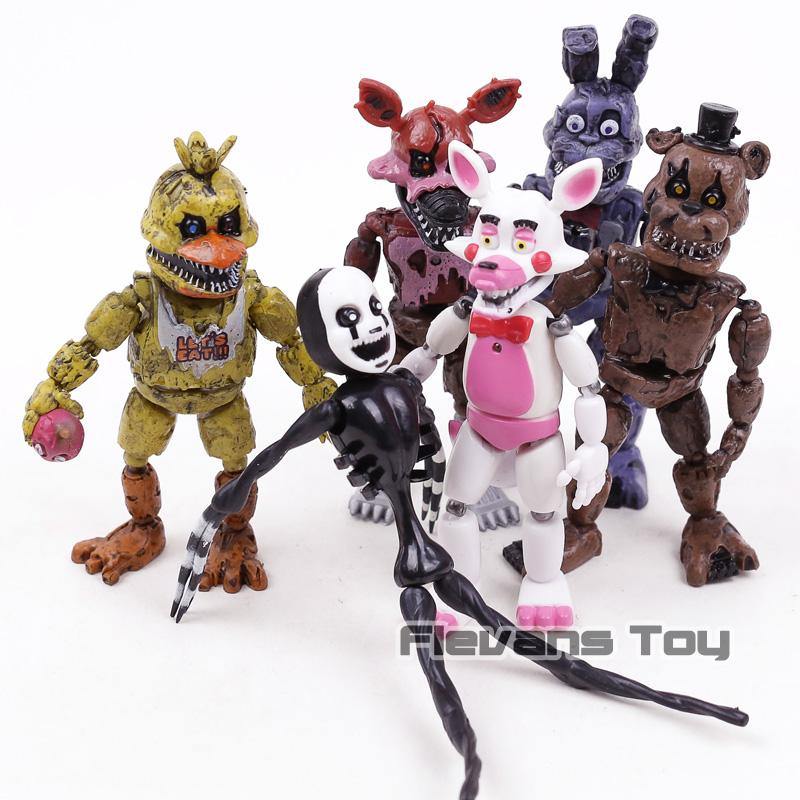 FNAF Five Nights at Freddy's Nightmare Freddy Chica Bonnie Funtime Foxy PVC Action Figures Toys 6pcs/set