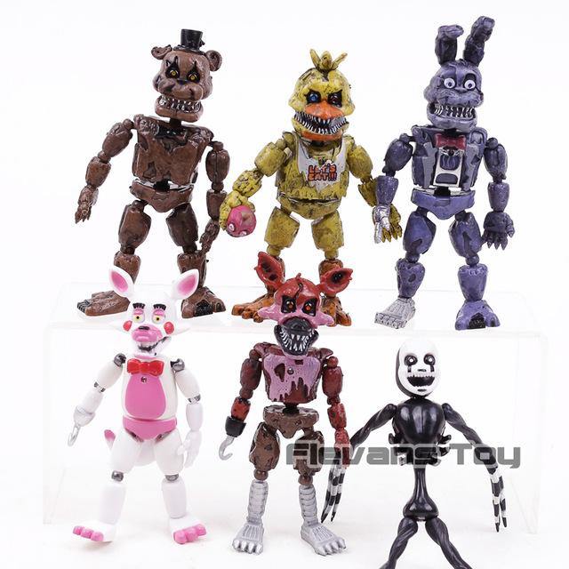 FNAF Five Nights at Freddy's Nightmare Freddy Chica Bonnie Funtime Foxy PVC Action Figures Toys 6pcs/set