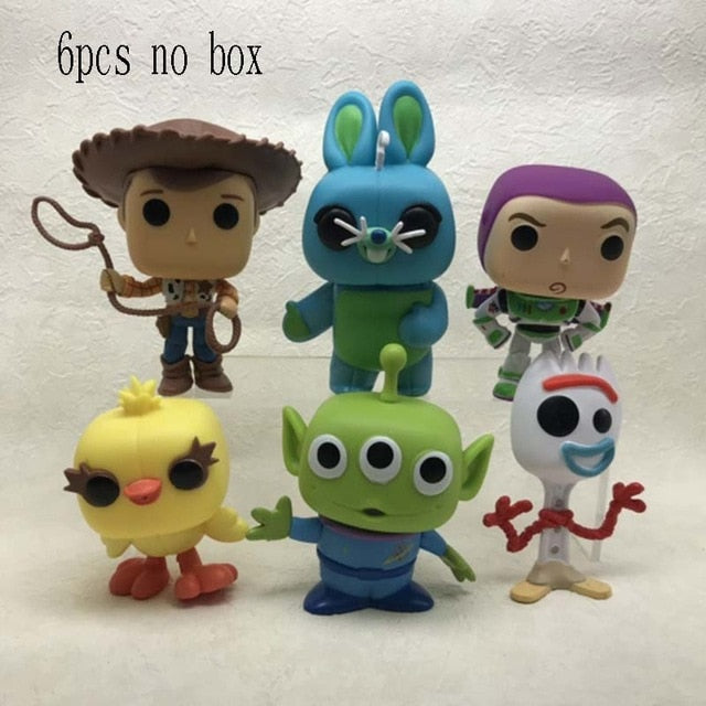 FUNKO POP Anime figures Toy Story 4 Forky Ducky Bunny Buzz Lightyear Alien Woody Action Figures Collection Toys for children