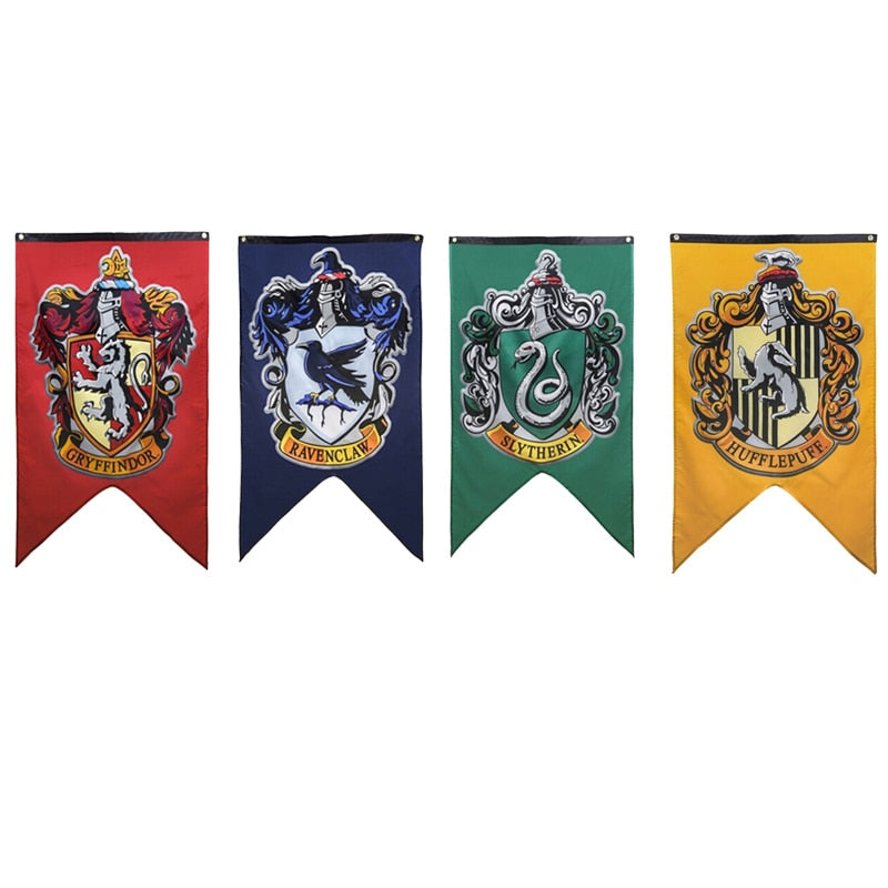 New College Potter Flag Banners Harri Gryffindor Slytherin Hufflerpuff Ravenclaw Boys Kids Decor Christmas Party Supplies