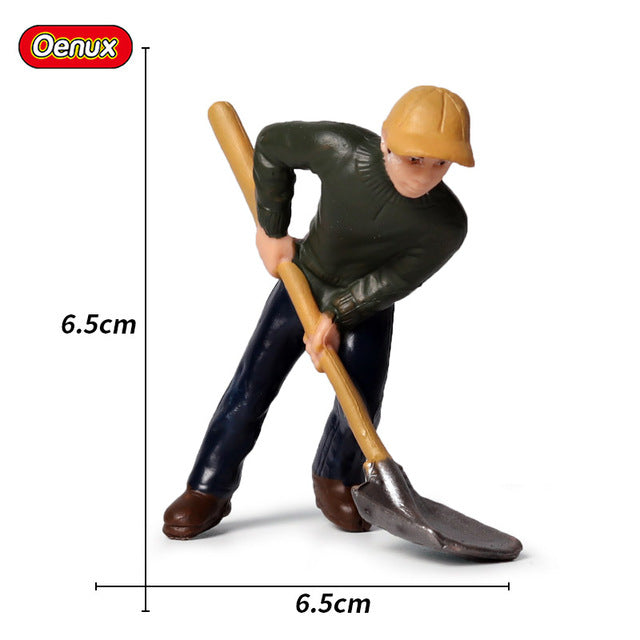 Oenux New Farmer People Model Simulation Farm Staff Feeder Action Figures Pig Animals Figurine Miniature Lovely Toys For Kids