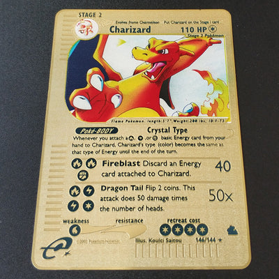 Pokemon Game Anime Battle Card Gold Metal Card Charizard Pikachu Collection Card Action Figure Model Child Toy Gift