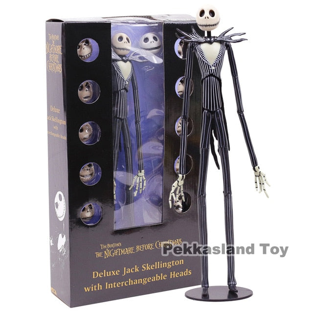 The Nightmare Before Christmas Deluxe Jack Skellington with Interchangeable Heads Action Figure Collectible Model Toy Gift 35cm