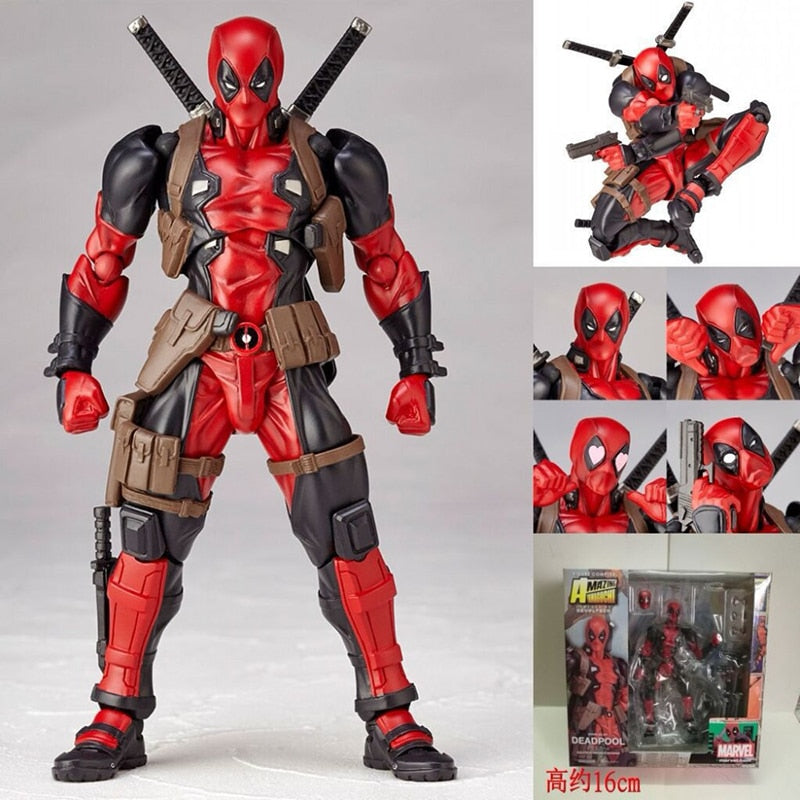 Yamaguchi Revoltech Deadpool Superhero Figurines kids Toys for Boys Children PVC Action Figure Toy Doll Gift